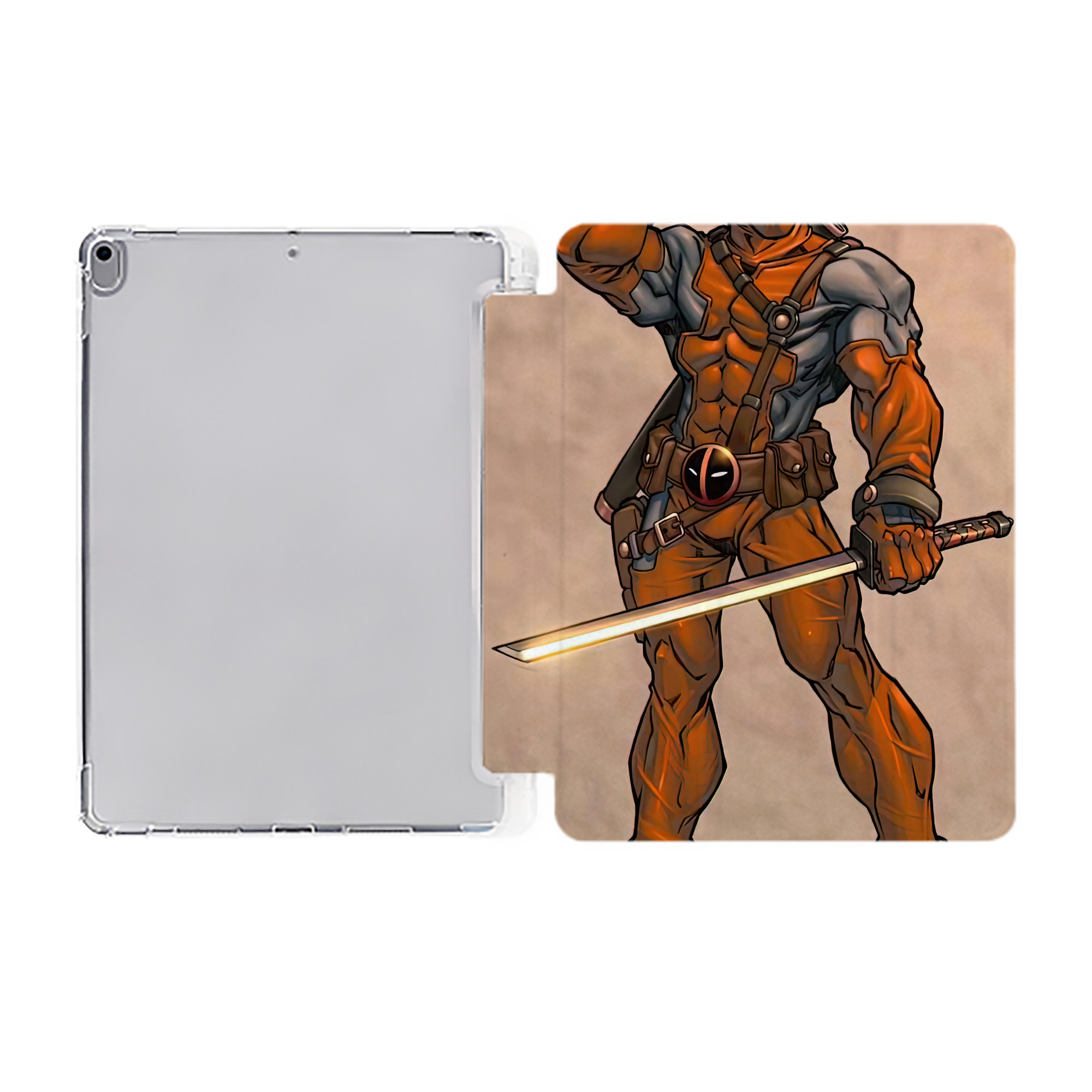 （画像用） Deadpool デッドプール IPad ケース ペン収納付き 三つ折りスタンド PUレザー×シリコン 対応機種9.5/10.5/10.9インチ
